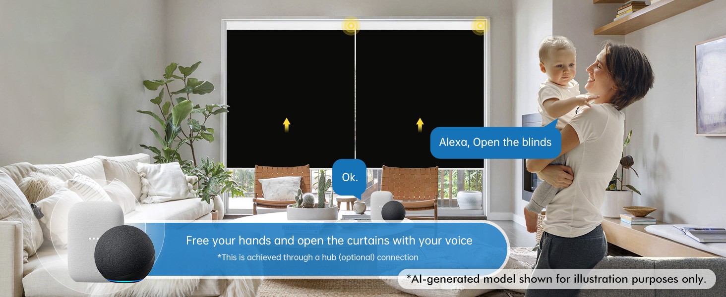 Motorized Blinds with Remote,Thermal Electric Blinds【Solar Panel】,Customizable