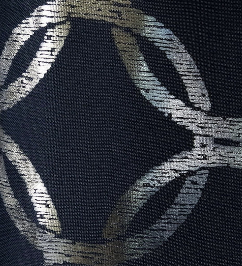 Navy & Silver Geometric Metallic Grommet Top Curtains 2 Panels Set 54″ X 96″ In