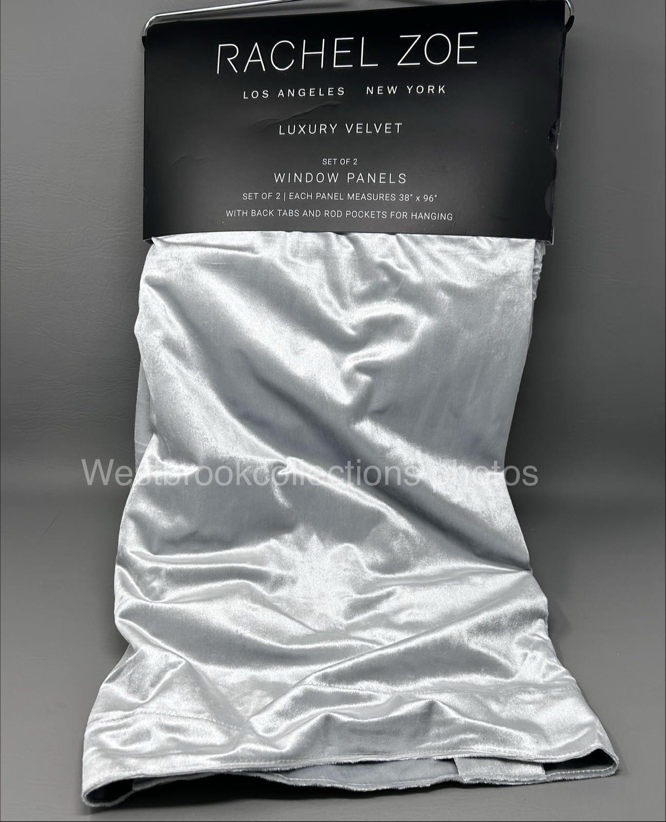 Rachel Zoe SILVER GRAY Luxury Velvet Window Curtain 2 Panel Set Each 38×96