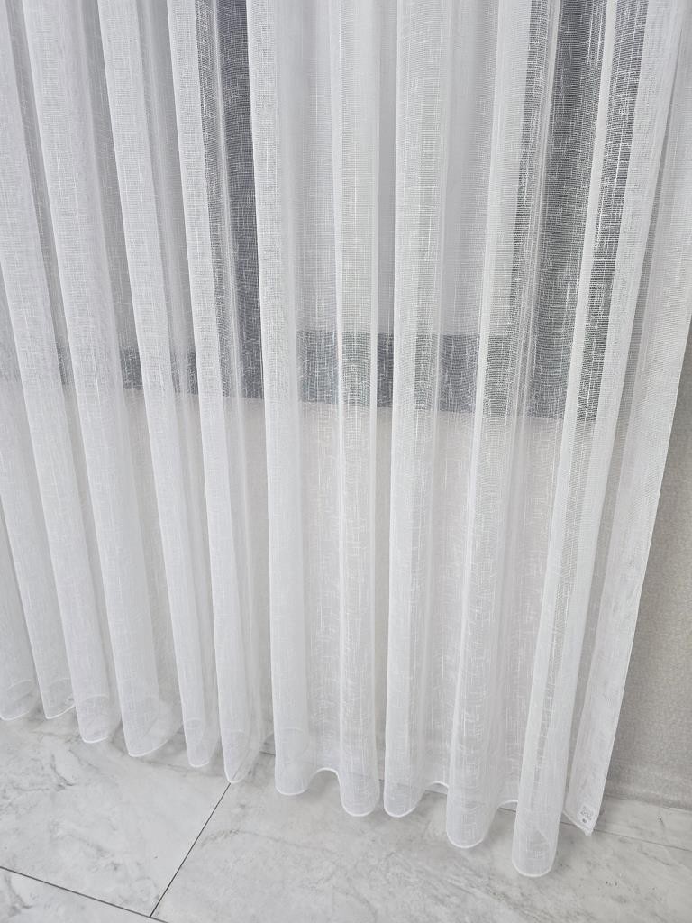 Natural Linen Textured Stylish Tulle Curtain 1 to 2,5 pleated, Ecru Color, Light