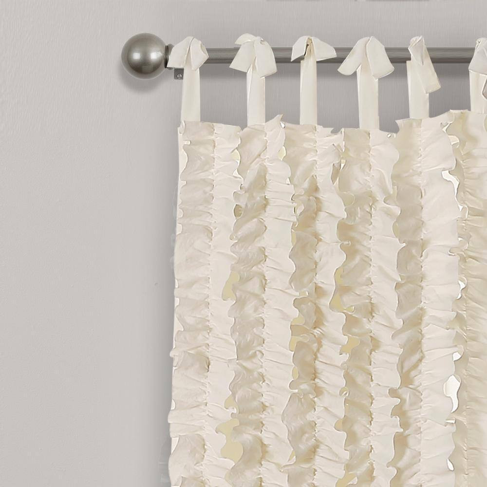 White Solid Tie Top Room Darkening Curtain – 38 In. W X 84 In. L (Set of 2)