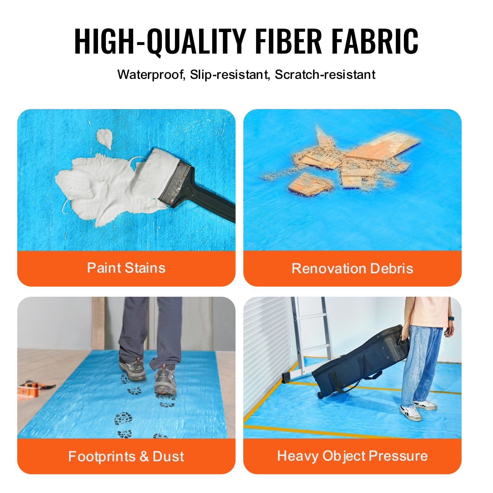 40in x 84ft Blue Heavy-Duty Floor Protection Roll Breathable Waterproof Film
