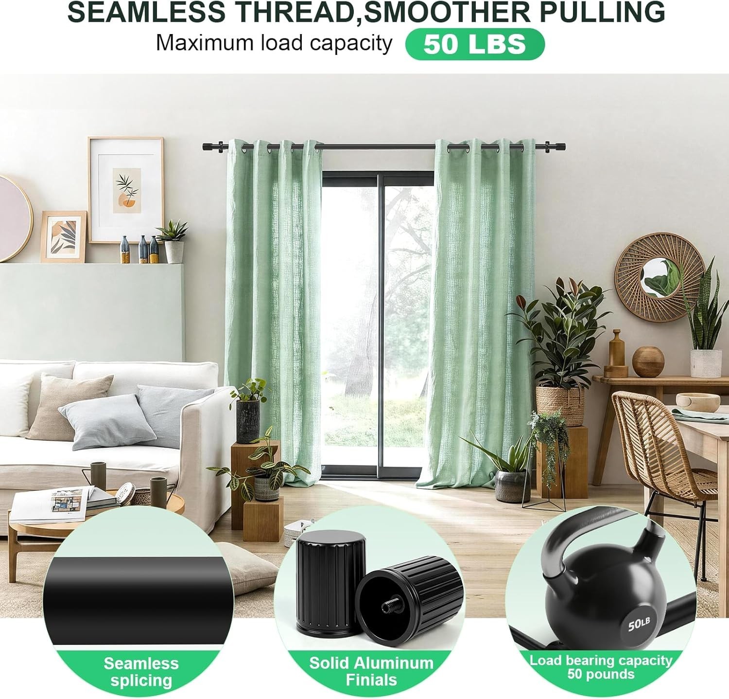 Extra Long Curtain Rods for Windows 120 to 240 Inches, Heavy Duty Adjustable …