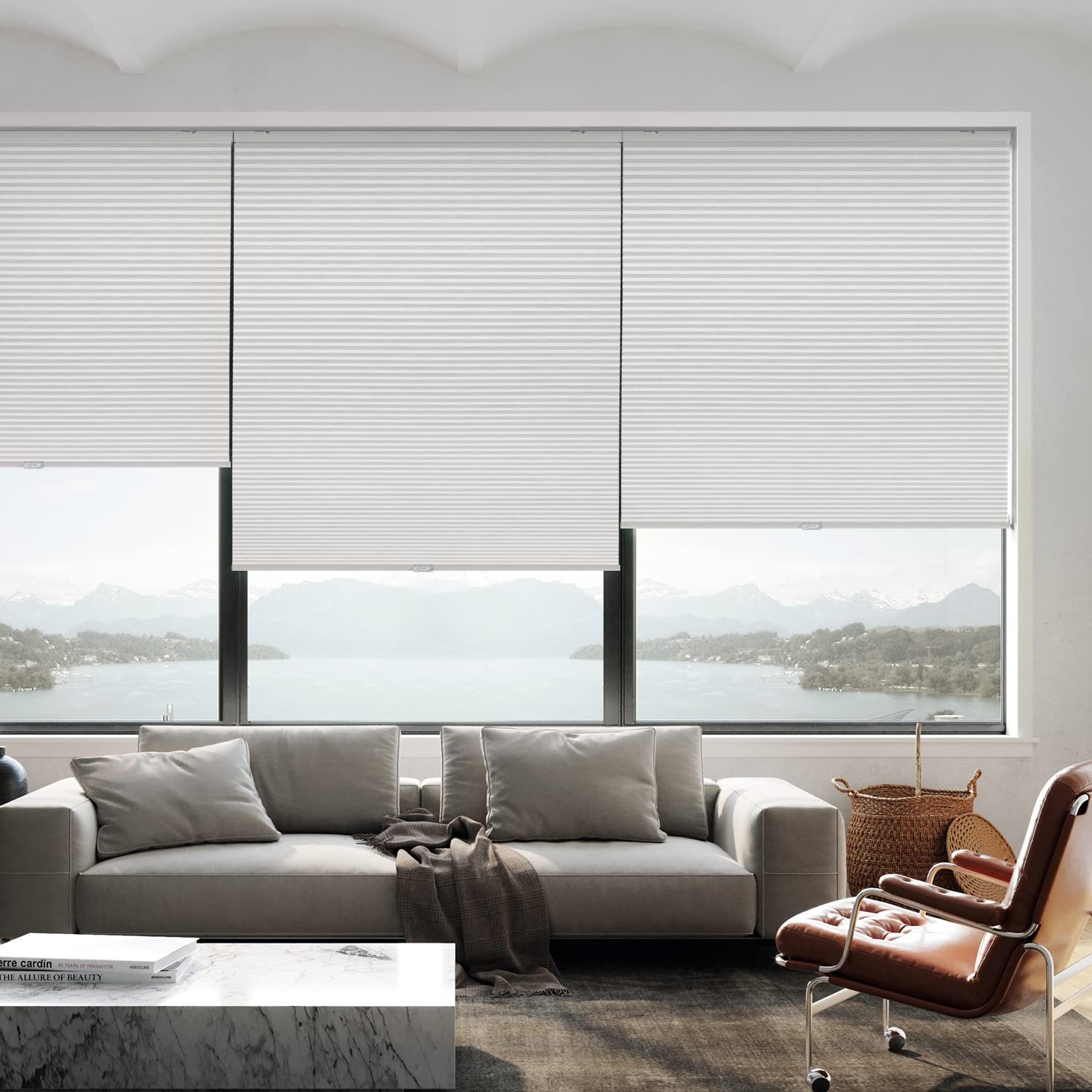 LazBlinds Cordless Cellular Shades, Blackout 22” W x 36” H, Blackout-white