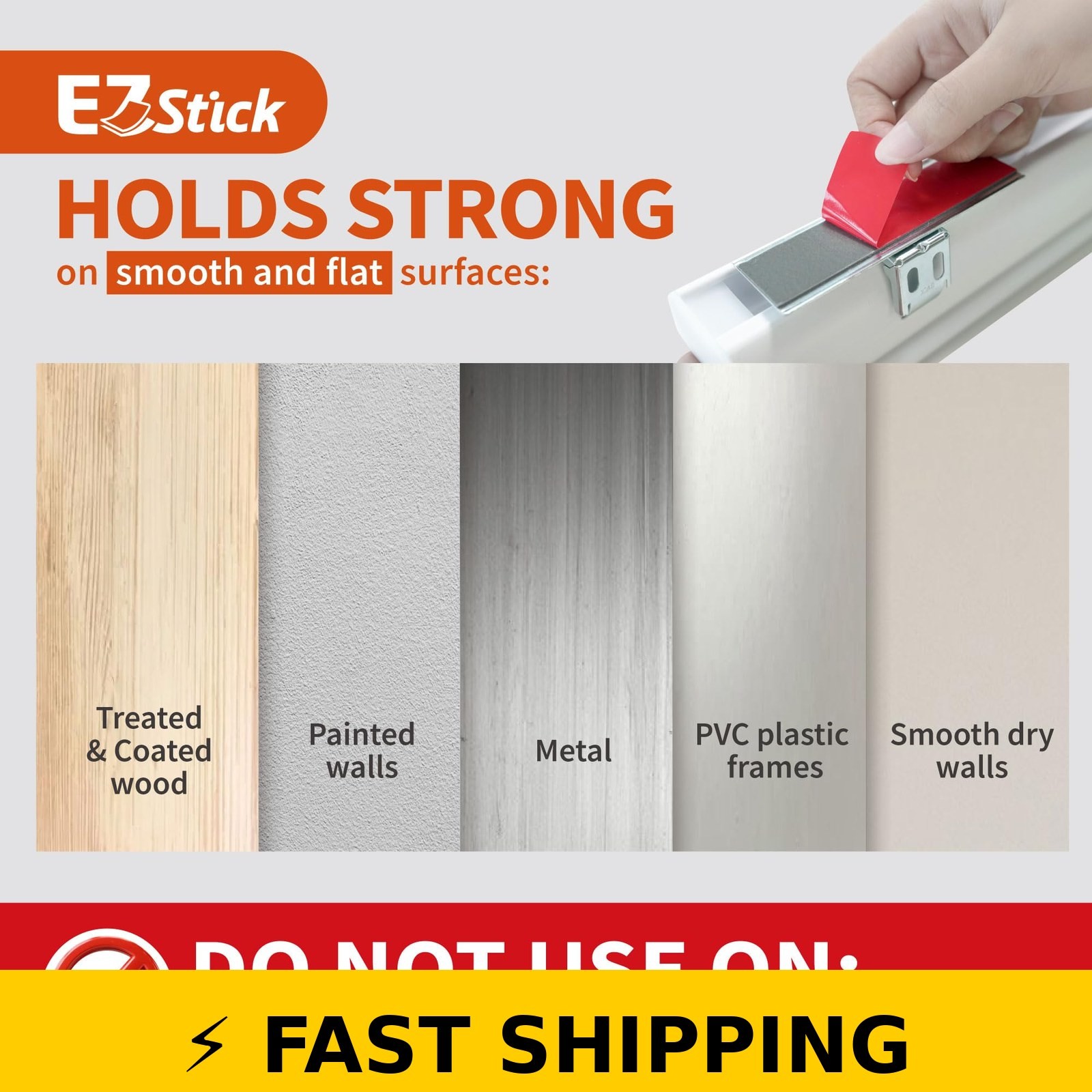 DEZ FURNISHINGS EZ Stick No Drill Cordless Cellular Shade 36.5″ x 48″ Gray