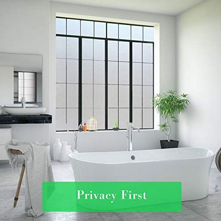 Coavas Window Privacy Film Frosted Glass Static Cling 17.5 x 78.7 Inch, Pure