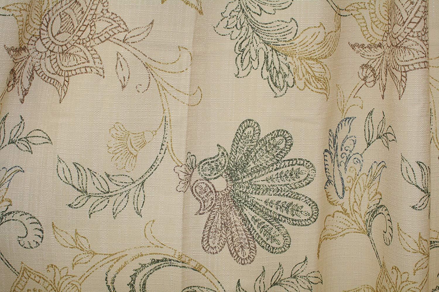 STUNNING Embroidered Providence Scroll Panel OR Valance Paisleys Ferns Foliage