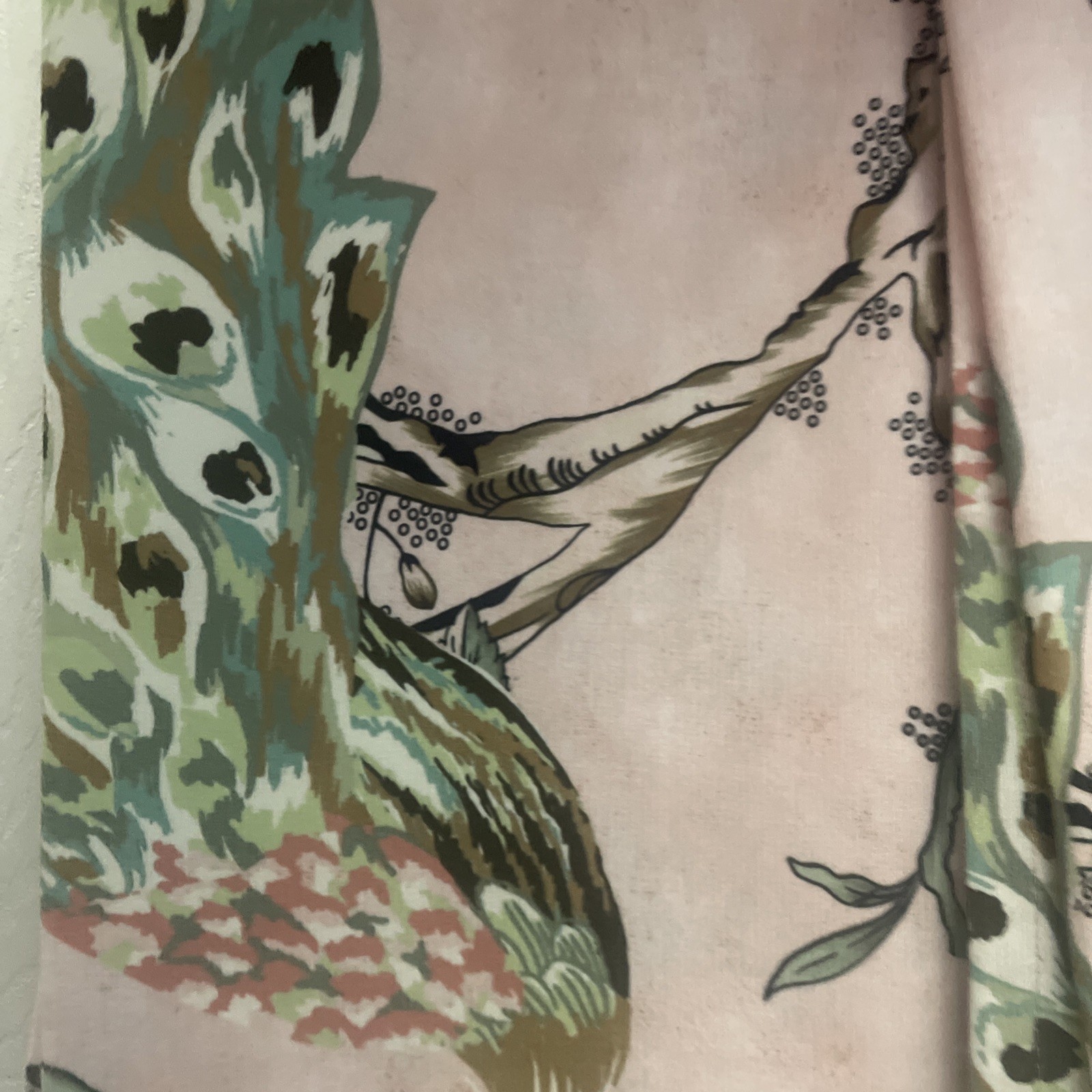 Callisto Home Peacock Bird Floral Curtains 2pc Window Panels Drapes New 38 x 84”