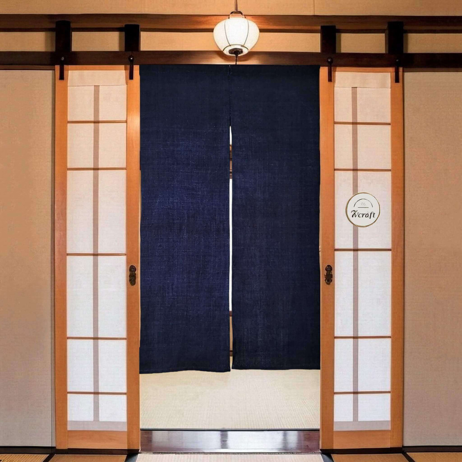 Plain Indigo Japanese Shibori Tie-Dye Hemp Ramie (あさ Asa) Noren Doorway Curtain