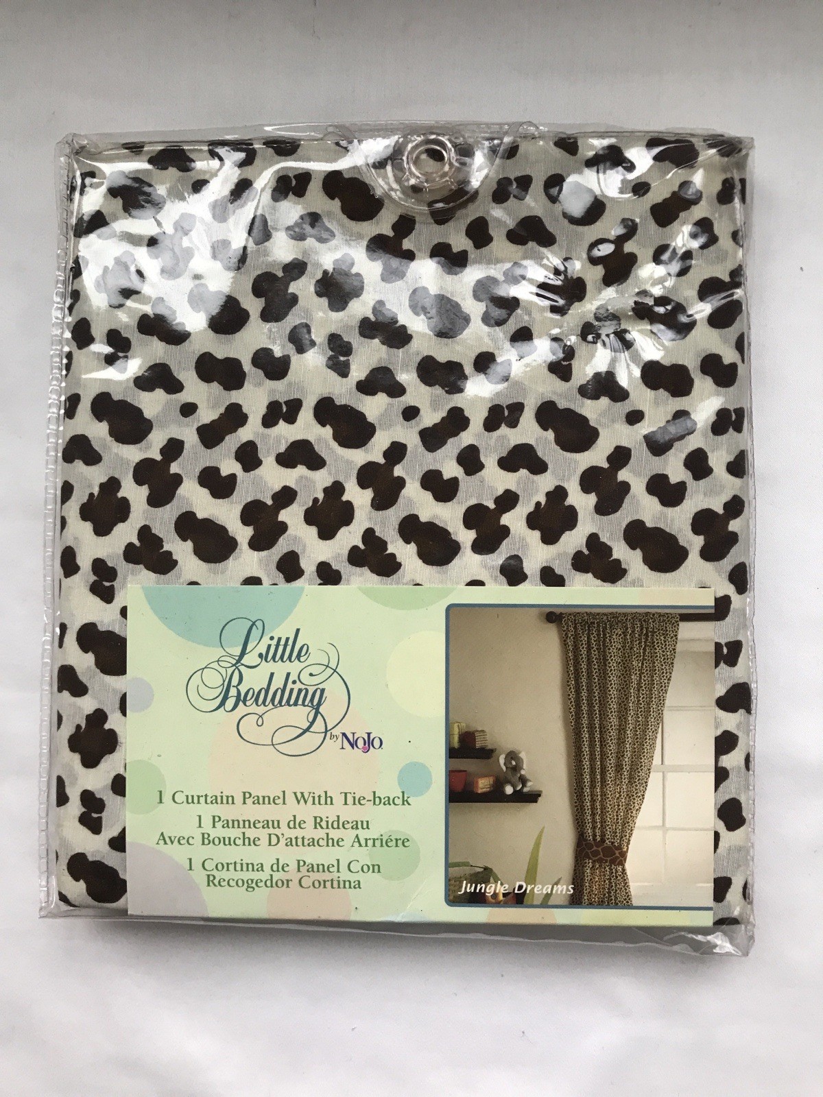 Little Bedding by NoJo Jungle Dreams Animal Print Curtain Panel + Tie-back – New