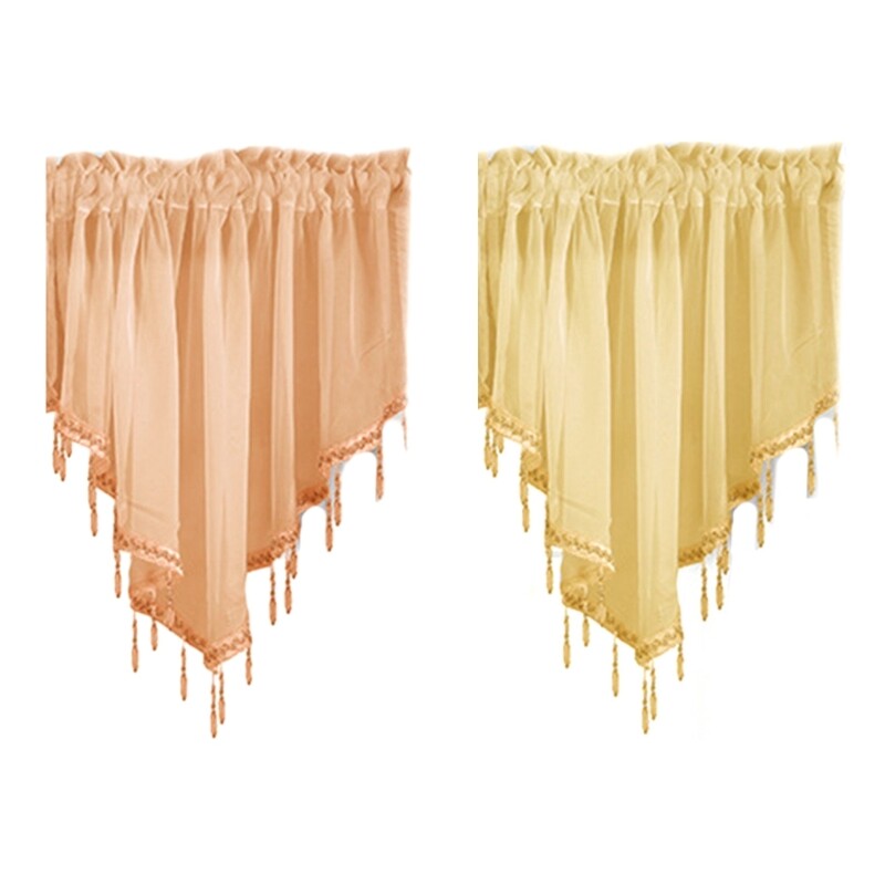 1Pc/3Pcs Candy Color Sheer for Triangle Valance Beaded Trim Tassels Window Curta