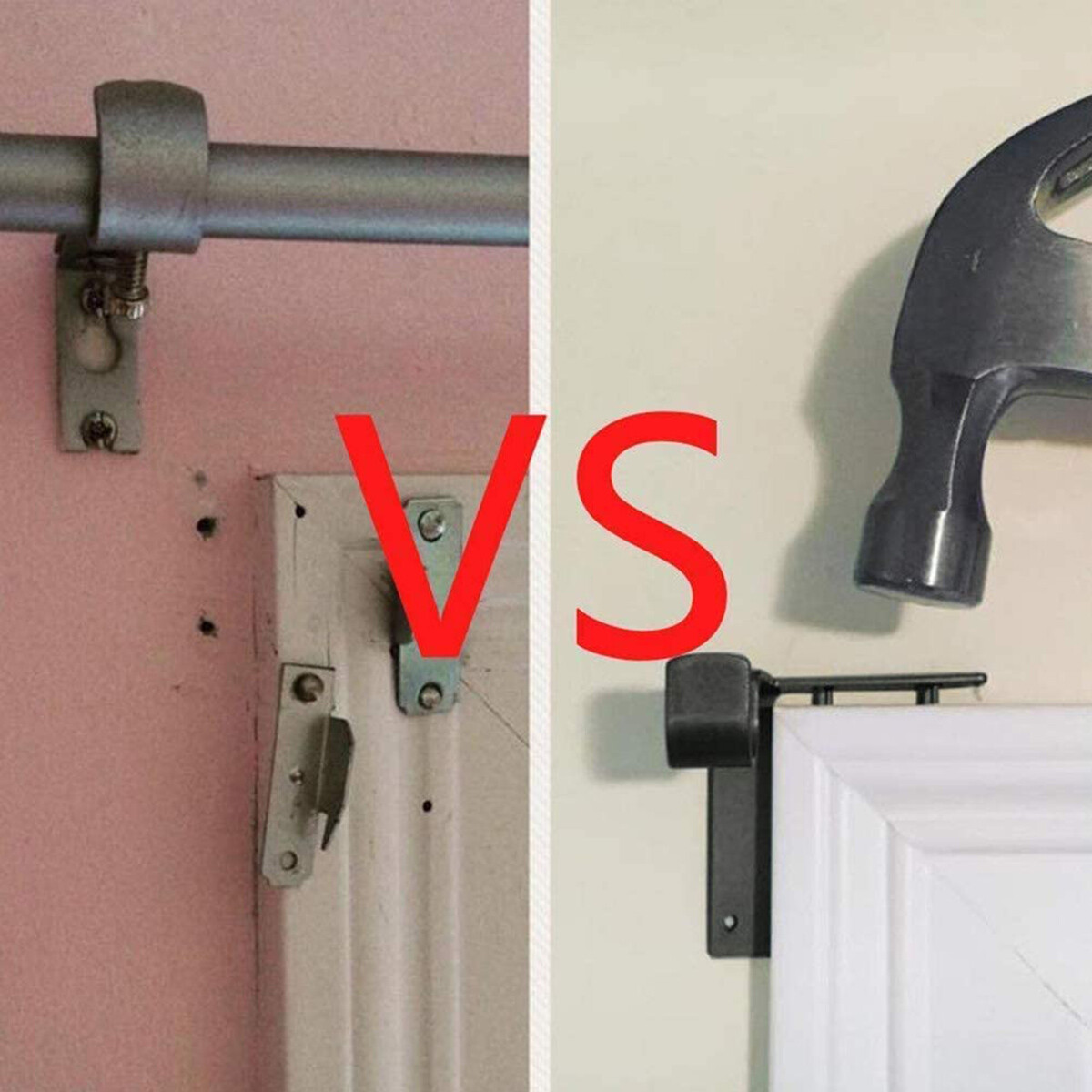 2-8pcs Single Hang Curtain Rod Hook Holder Wall Window Frame Bracket Home Decor