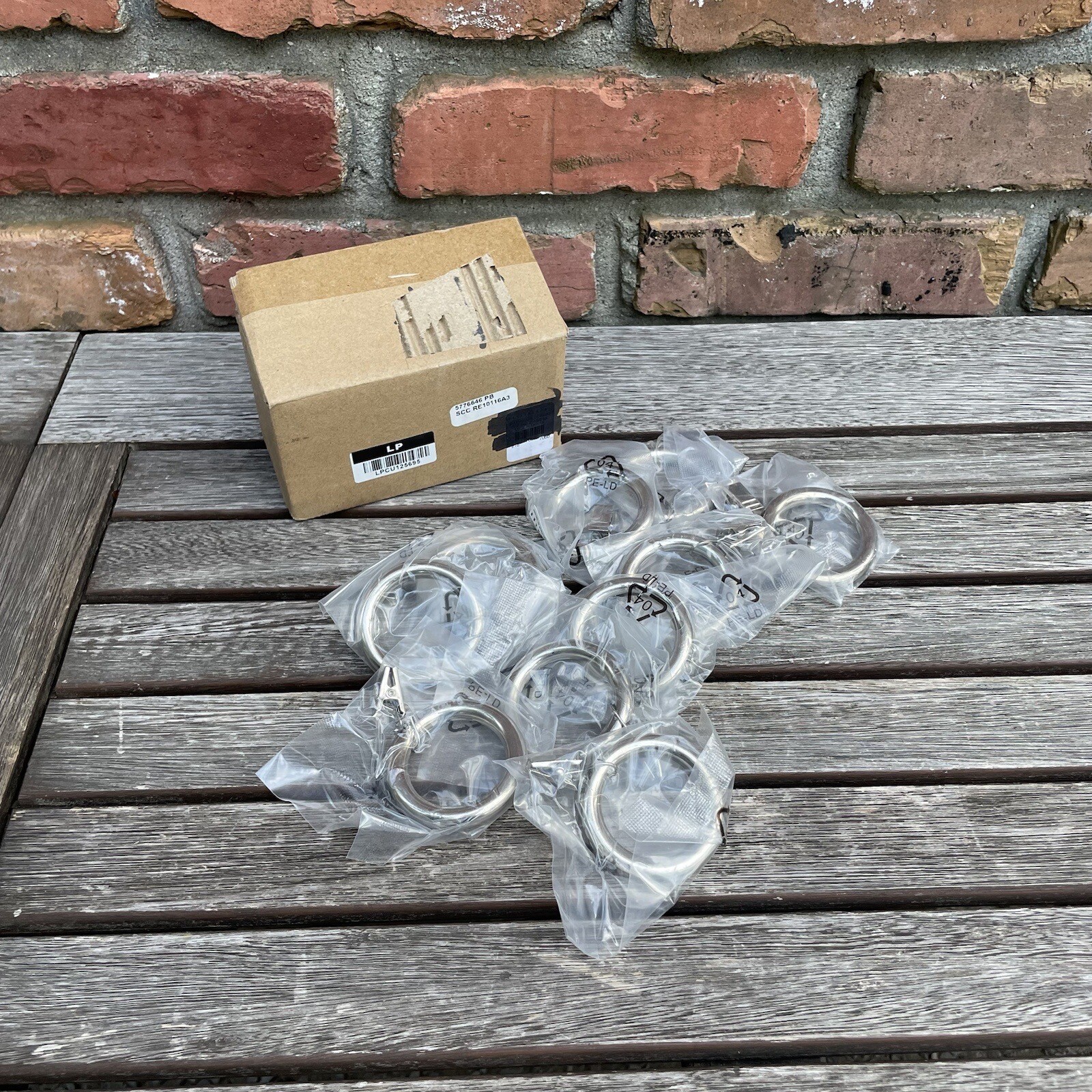 Pottery Barn Curtain Clip Rings Small Nickel Set of 10 OB NIB