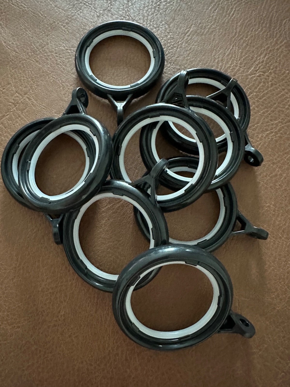 Black curtain rings easy glide with smooth quiet insert