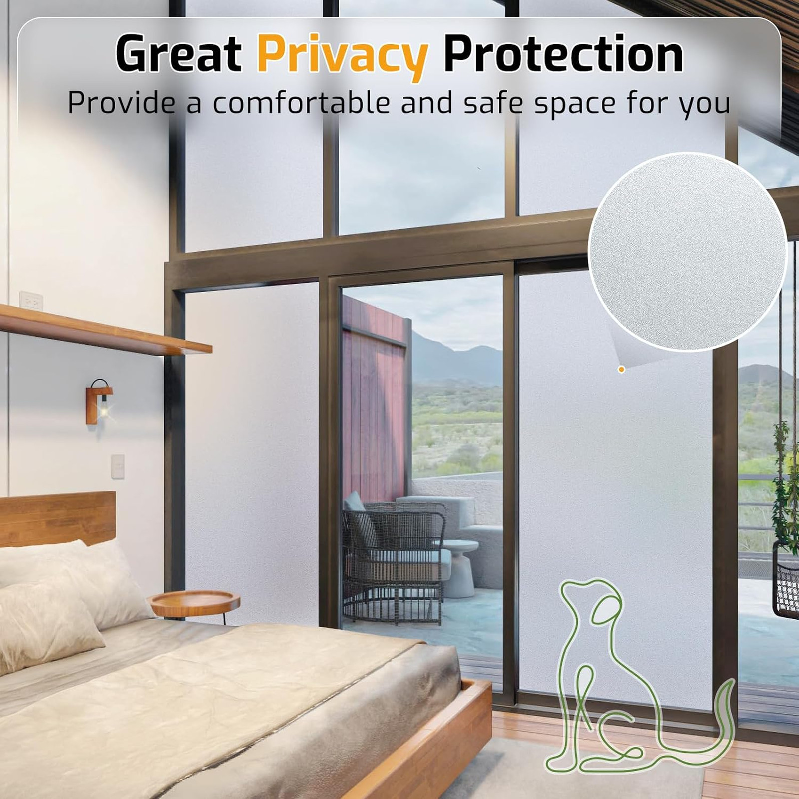 Frosted Window Film for Privacy Bathroom Home Office Glass Covering Removable