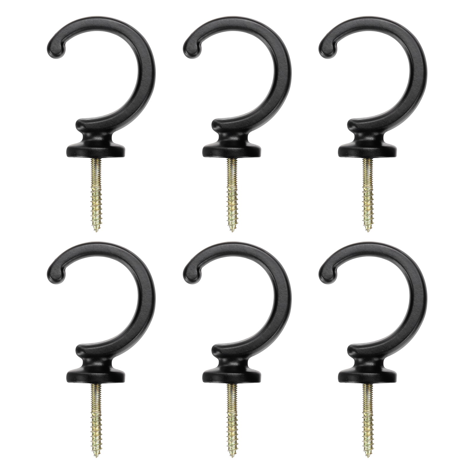 6Pcs Curtain Holdbacks Wall Mounted Zinc Alloy Drapery Tiebacks Hooks Black