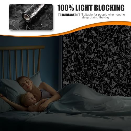 QHY Sunshine Total Blackout Window Film 17.5 in X 78.7 in Black Rainbow