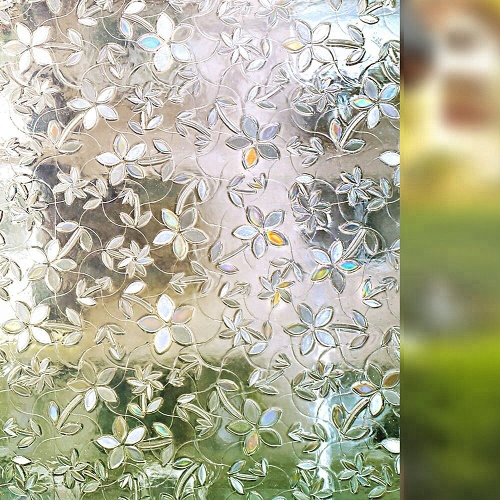 UK Translucent Stained Static Cling Glass Stickers 3D Floral Window Film Decor