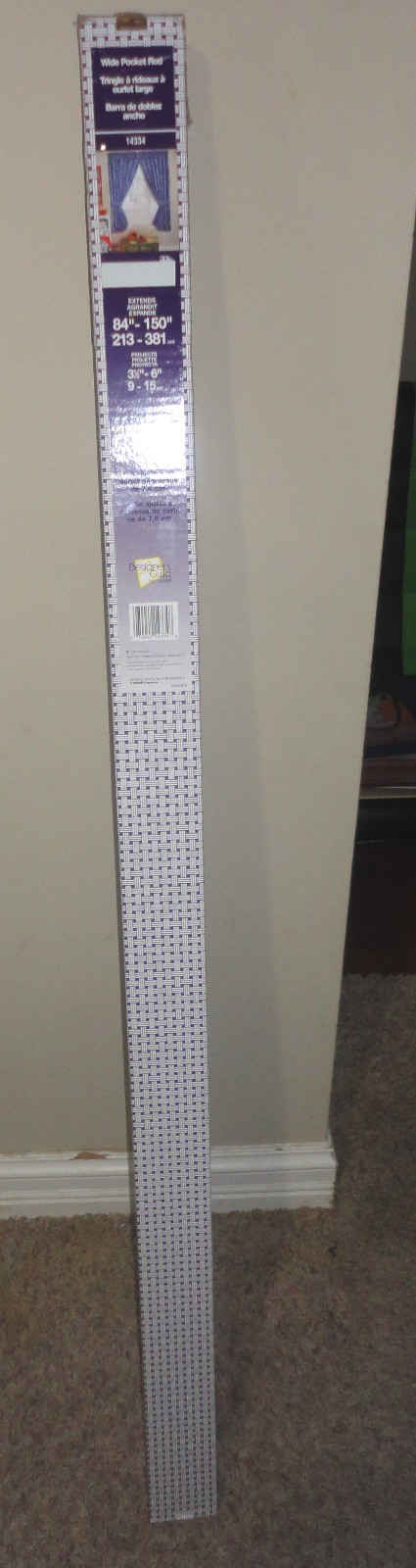 DESIGNERS GUILD 84″-150″ L WHITE WIDE POCKET CURTAIN ROD, PROJECTS 3-1/2″-6″~NEW
