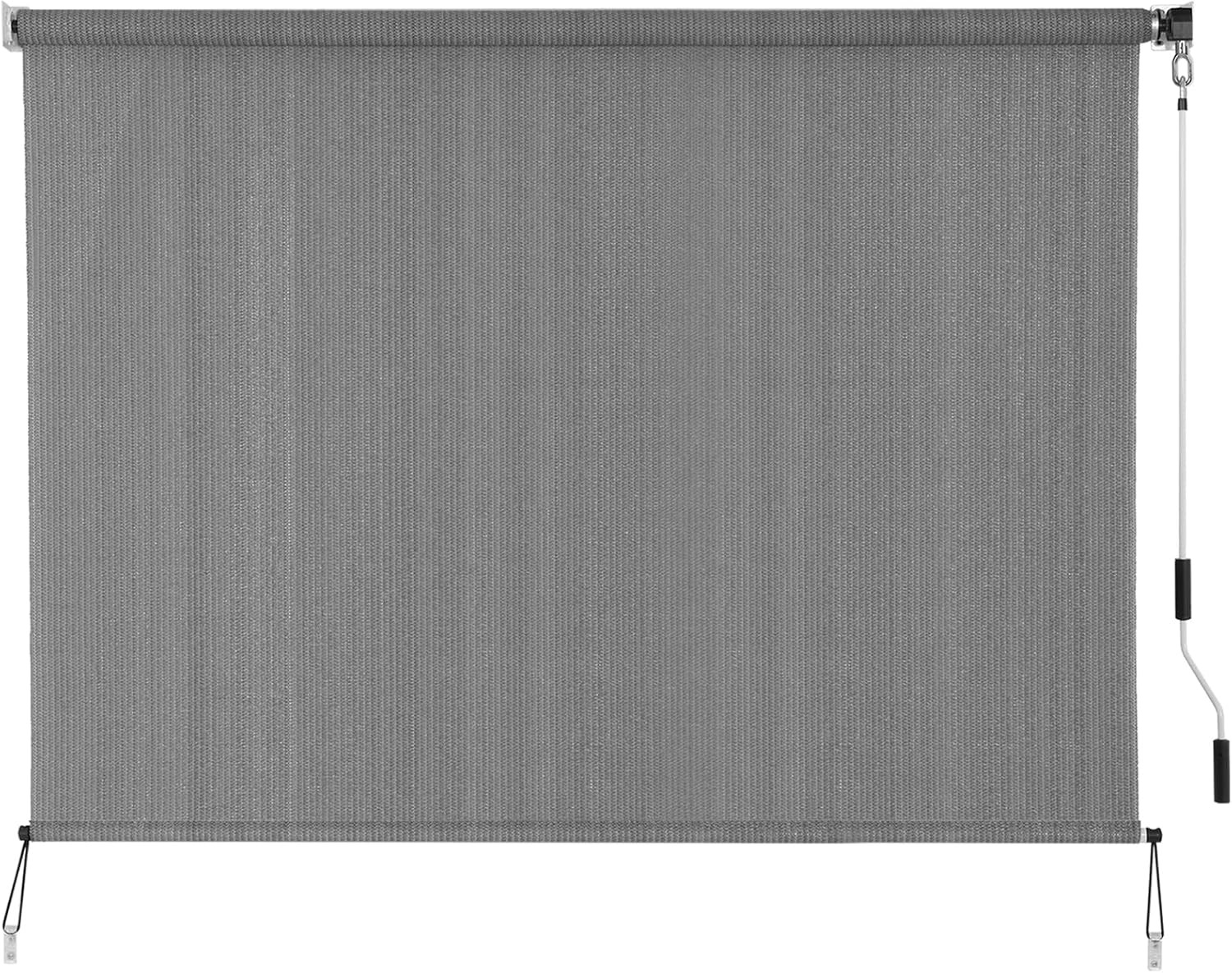 Outdoor Sunshade Roller Shades 120″ W X 96″ H, Cordless Roll up Shade Blinds Pri