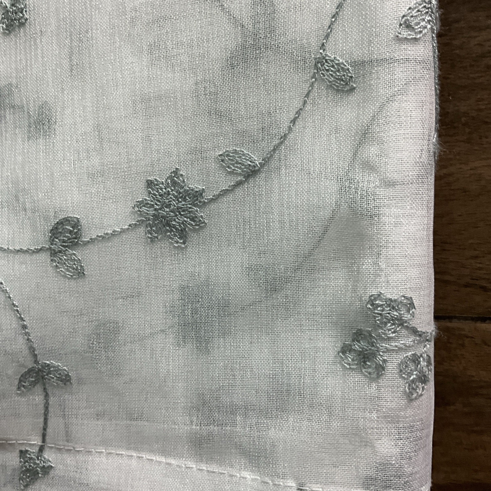 4 Laura Ashley Window Panel Curtains VERNON Embroider Sage Green Sheer 38 x 96”