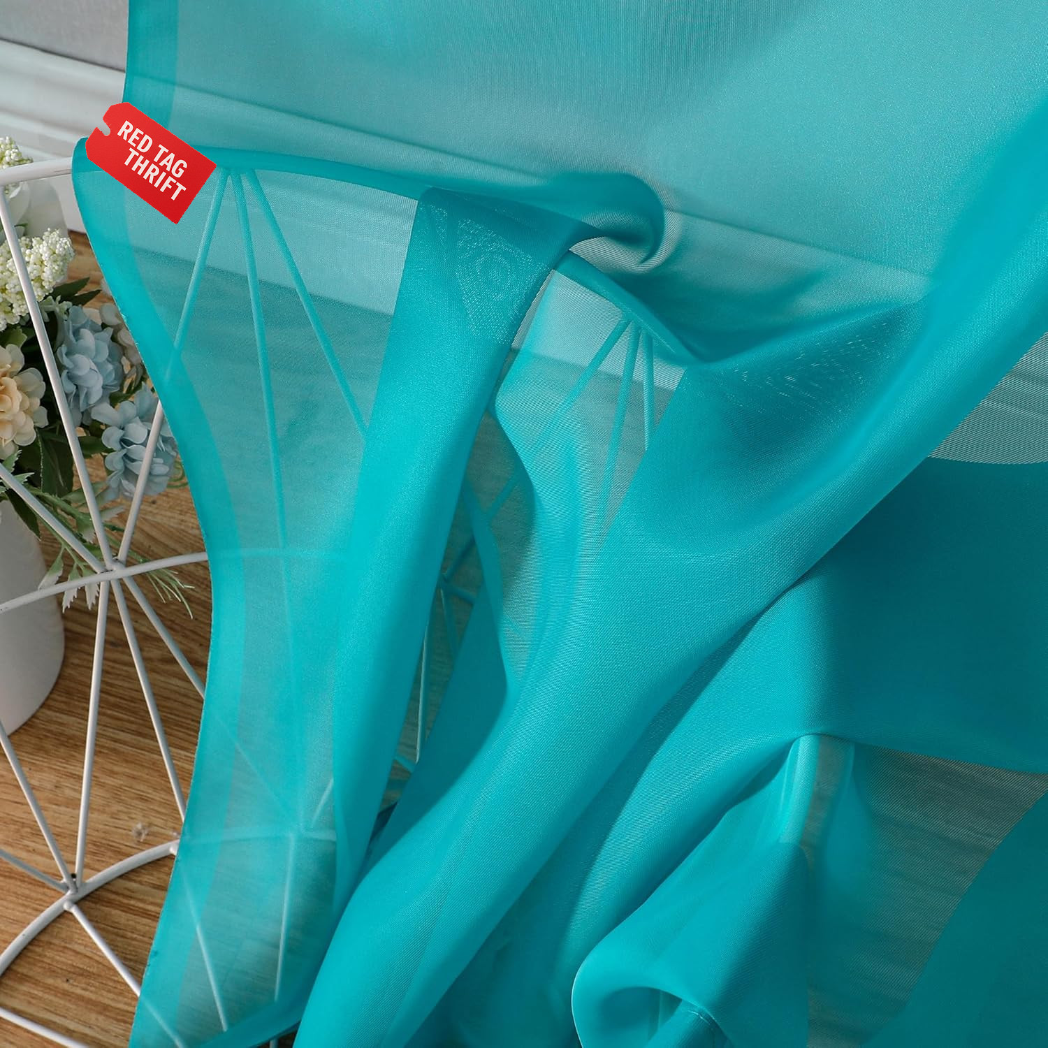 Turquoise Sheer Curtains 2 Panel Sets 84″ Inch Length