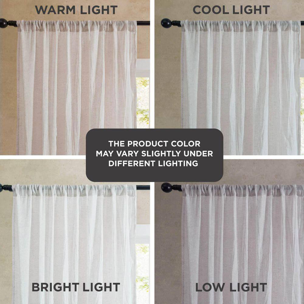 Charter Off-White Faux Linen Solid 50 In. W X 63 In. L Rod Pocket Sheer Curtain