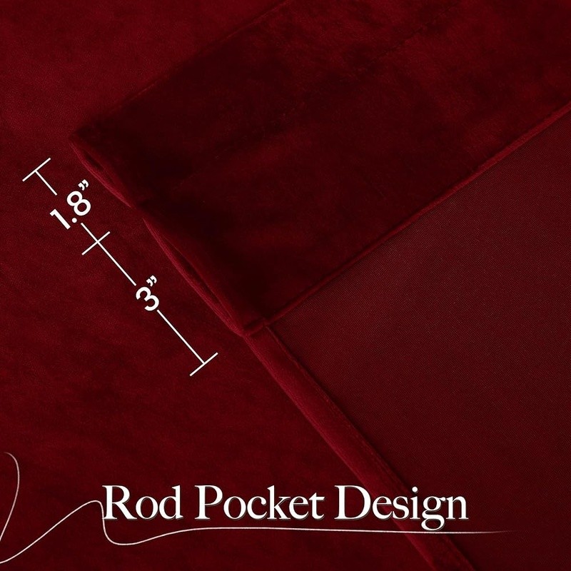 Velvet Blackout Curtains Adjustable Length Sound Dampening Light Blocking Panels