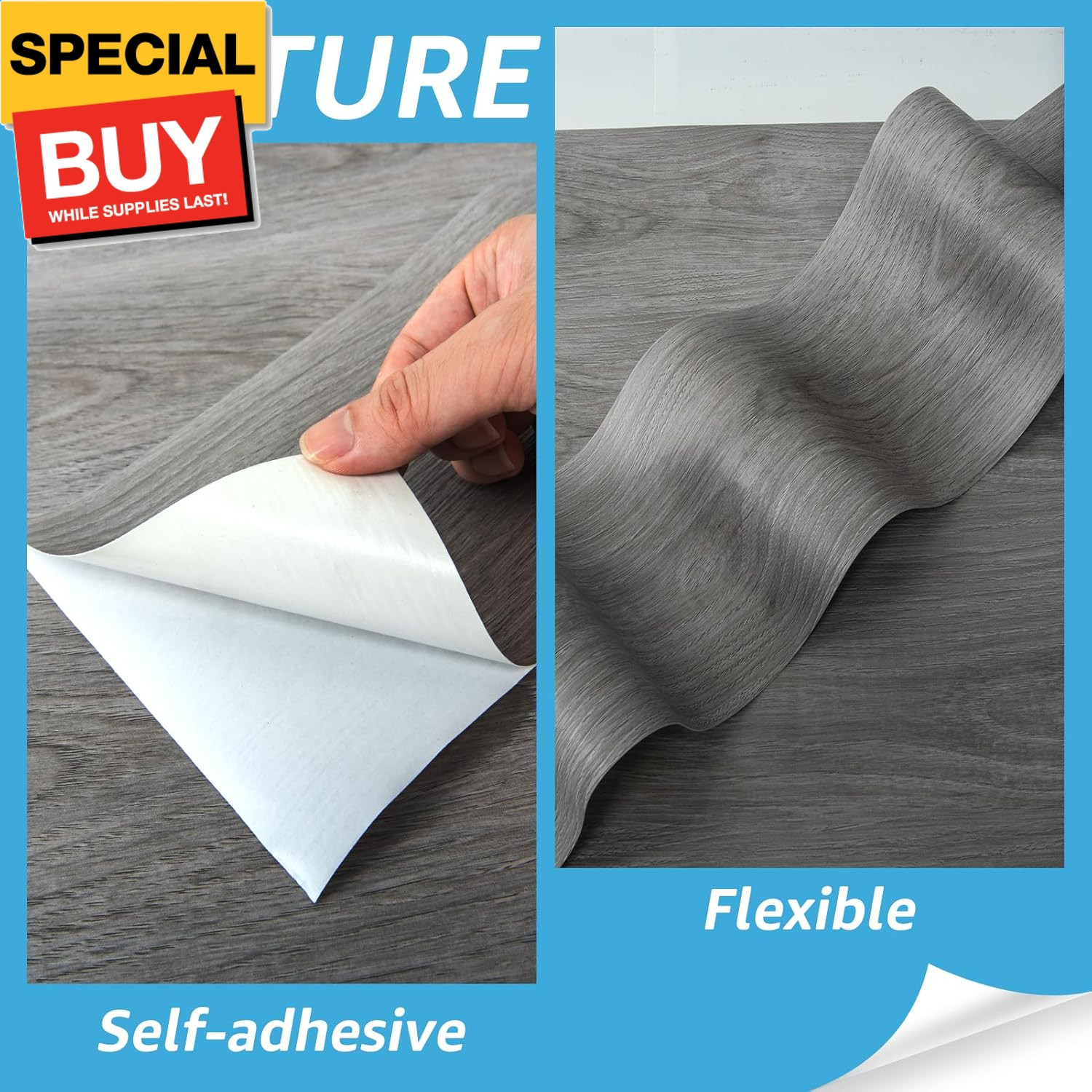 36″ x 6″ x 0.25″ (Pack Of 10) Wall Panel Vinyl Wood, Gray