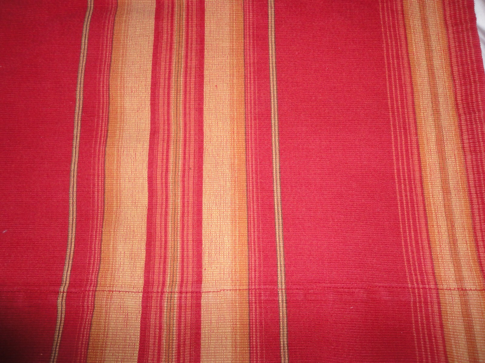 POTTERY BARN HARRISON RED GOLD RUST STRIPE (3) DRAPERY CURTAIN PANELS 53X78, 80