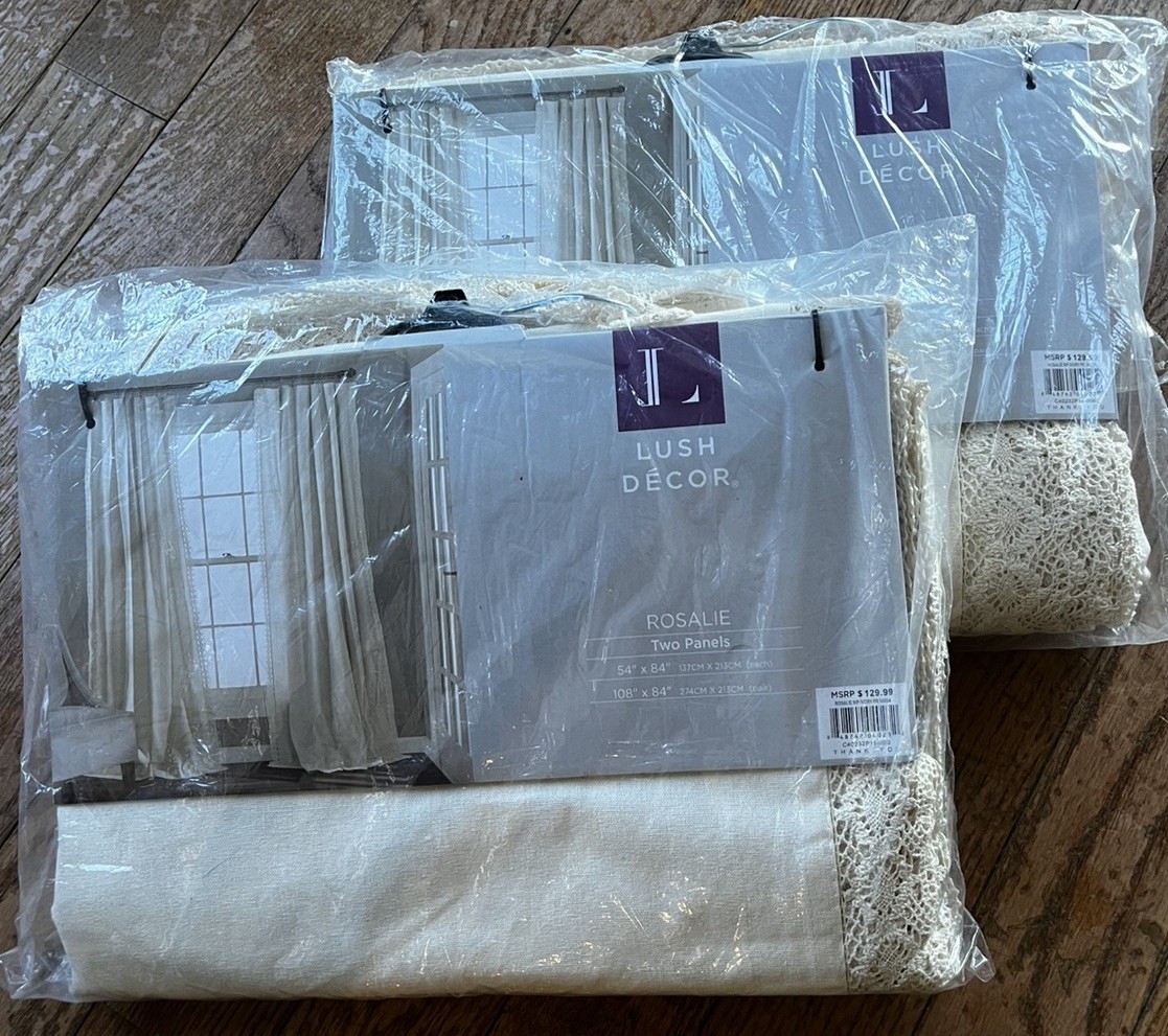 NEW Lush Decor Rosalie Window Curtain Set LOT(2) 54”W x 84″L (per panel) – IVORY