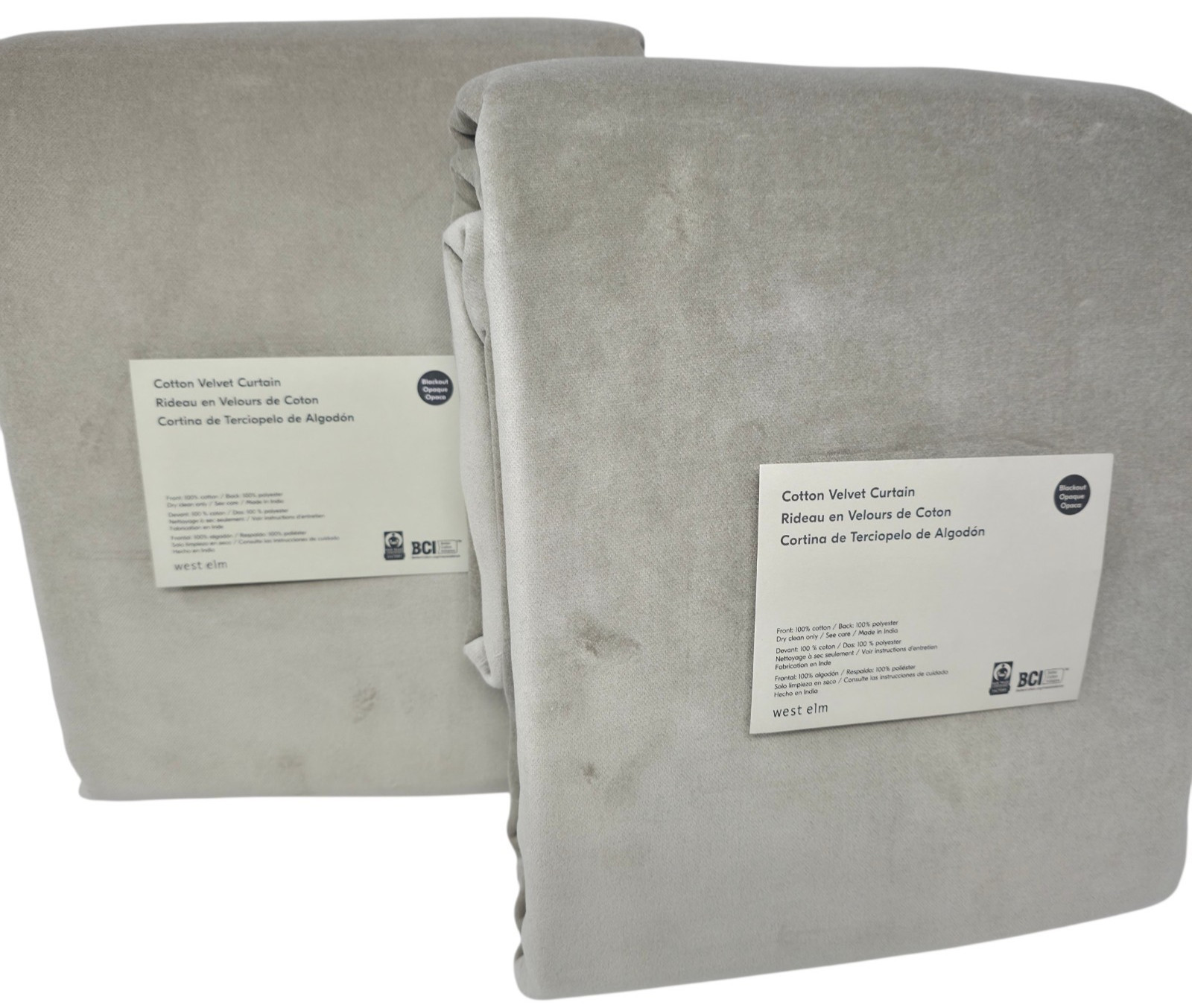 West Elm Set Of 2 Cotton Velvet Blackout Curtains 48×84 Elm Green Drapes