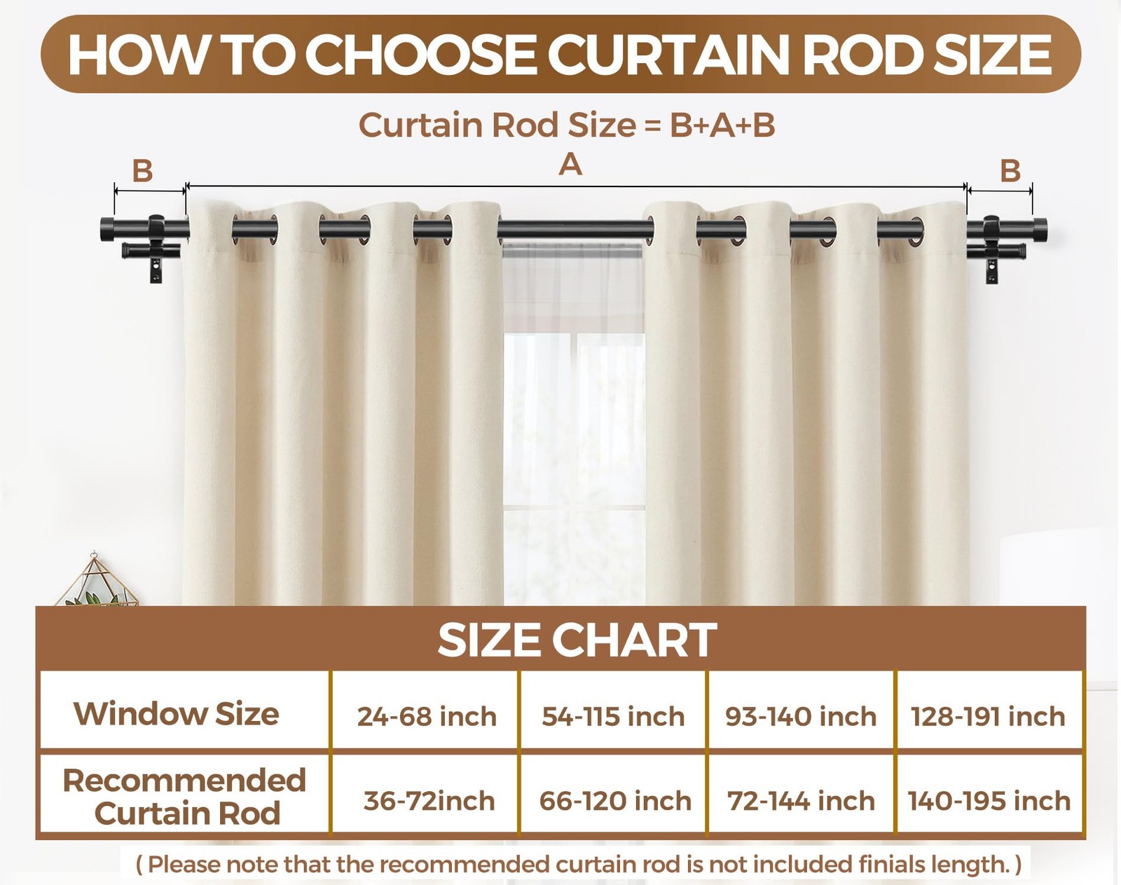 1 Inch Double Curtain Rods 66 to 120 Inches (5.5-10 Feet), Heavy Duty Adjusta…