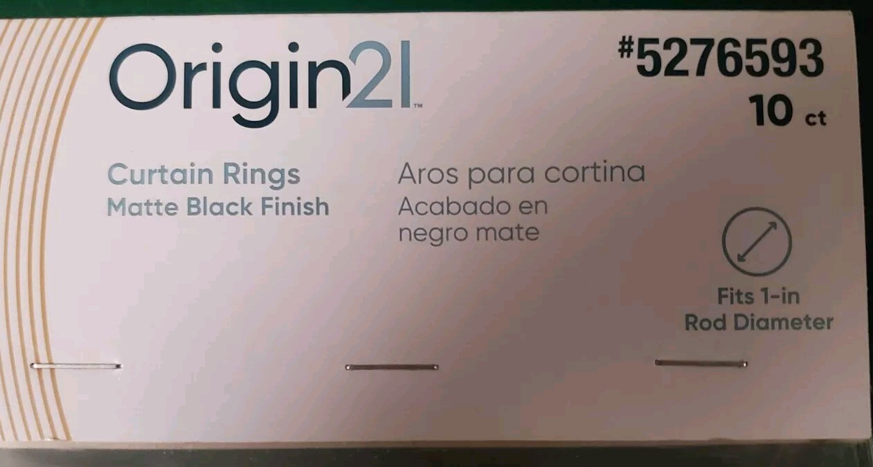 *NEW* Origin 21 Curtain Rings – Matte Black (10 ct)