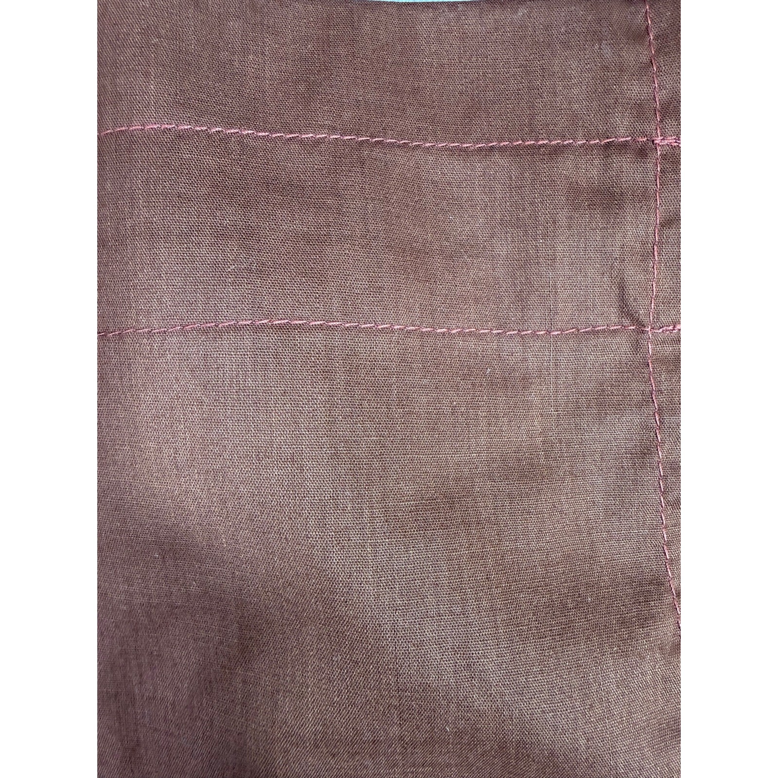 Vintage 1980s Handmade Brown Gingham Check Curtain Panels Set of 3 Cottagecore