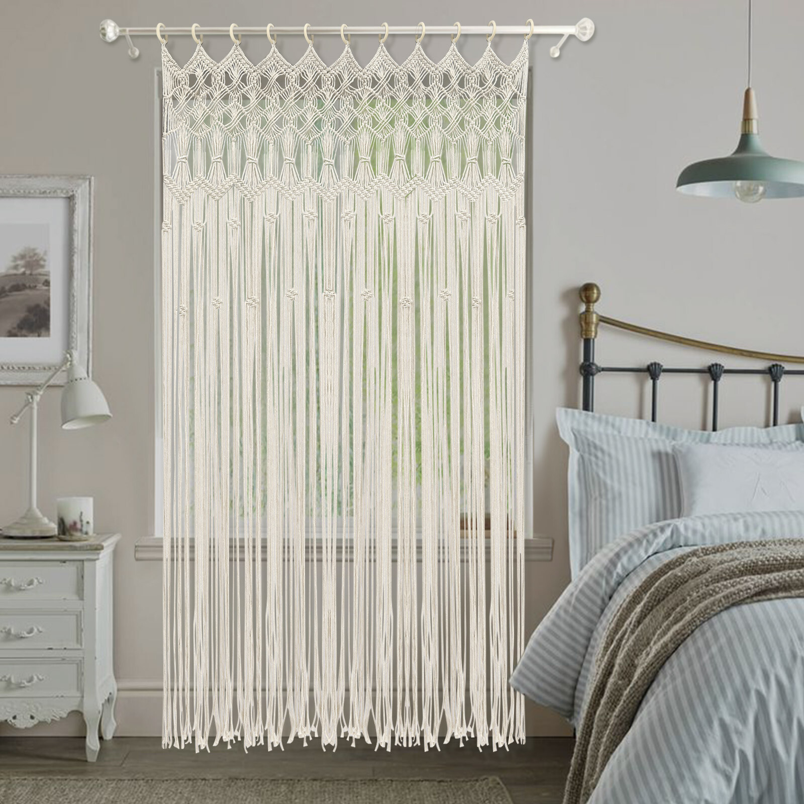 Bohemian Style Woven Tassel Curtain Wall Hanging Tapestry Window Curtains Decor