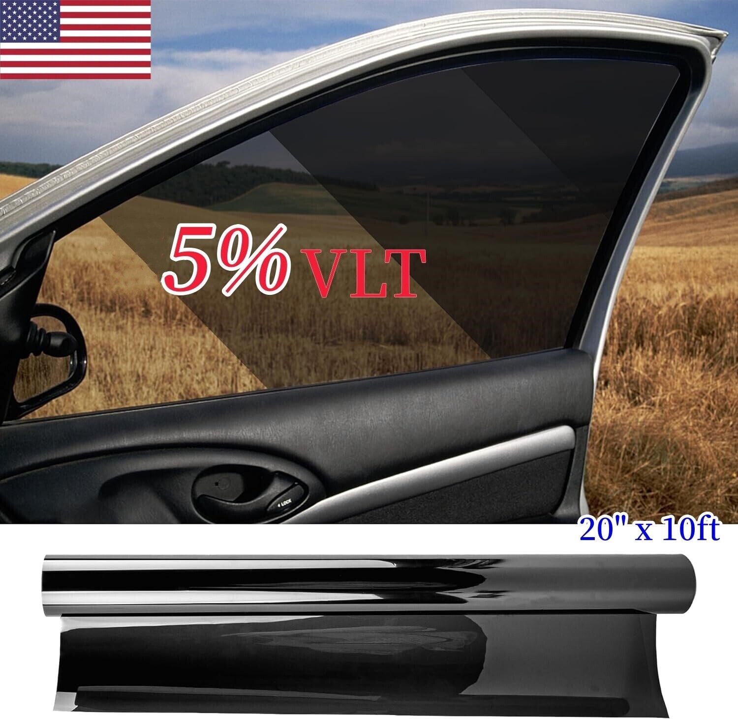 20″x10ft Uncut Roll Window Tint Film 5% 15% 25% 35% VLT Car Home Office Glass