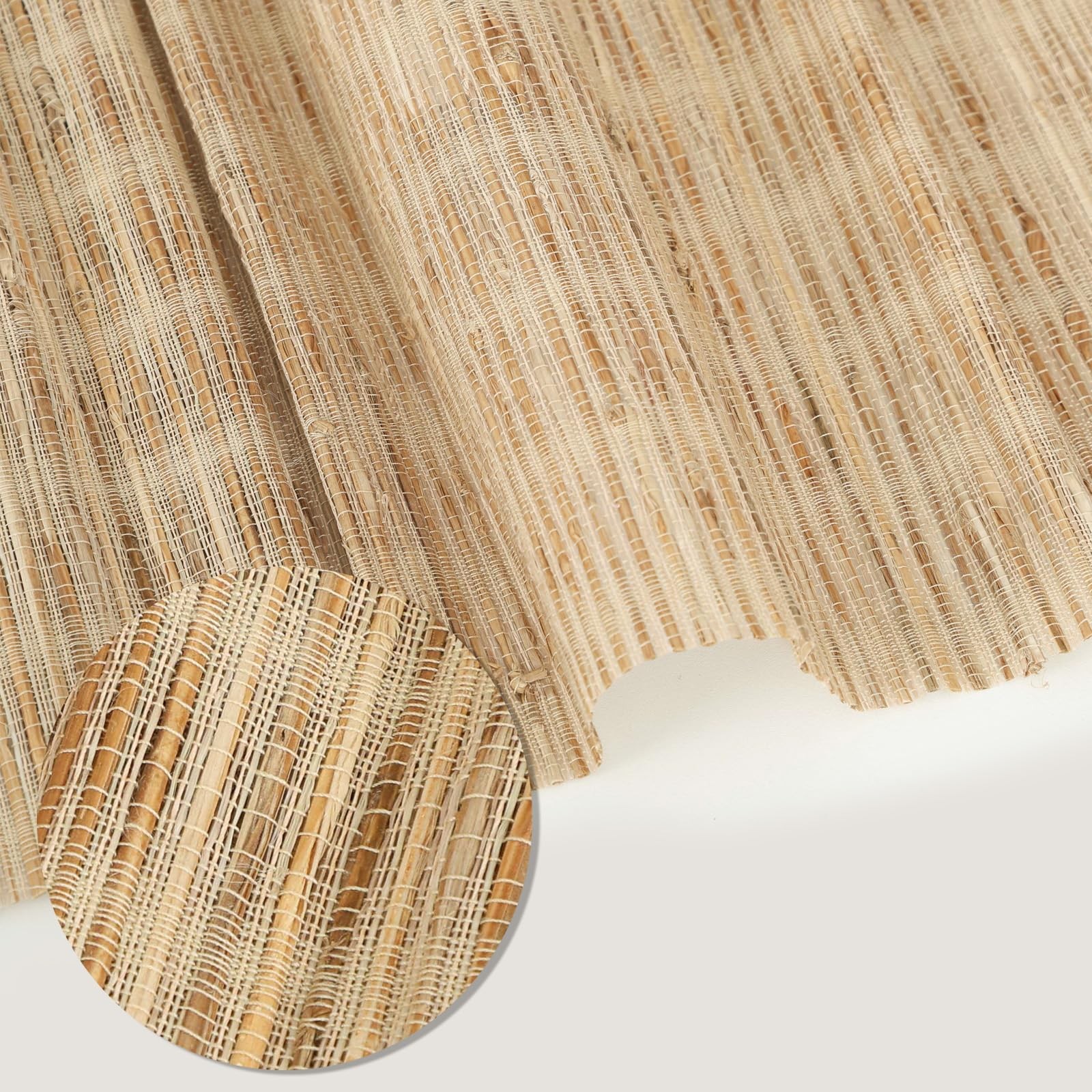 Cordless Bamboo Window Blinds, Hemp Grass Sheer Light Filtering Roman Shades,…