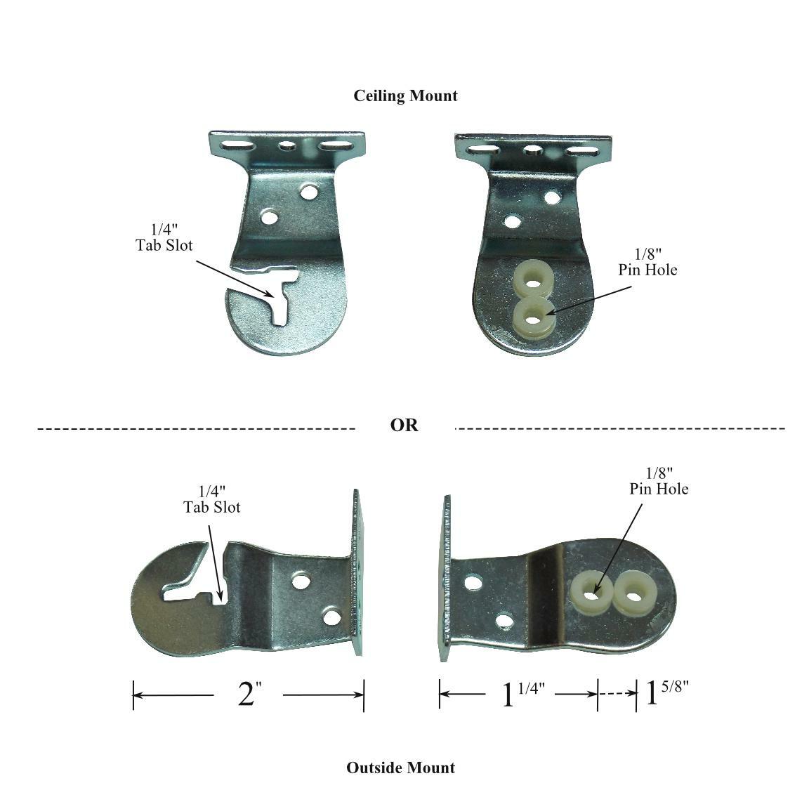 UNIVERSAL MOUNT BRACKETS for Standard Roller Shades with NYLON BUSHINGS 1-Pair