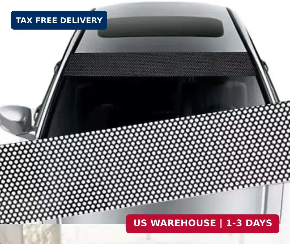 2 Pack Car Windshield Sunshade Vinyl Sticker One-Way Perforated Windshield Tint