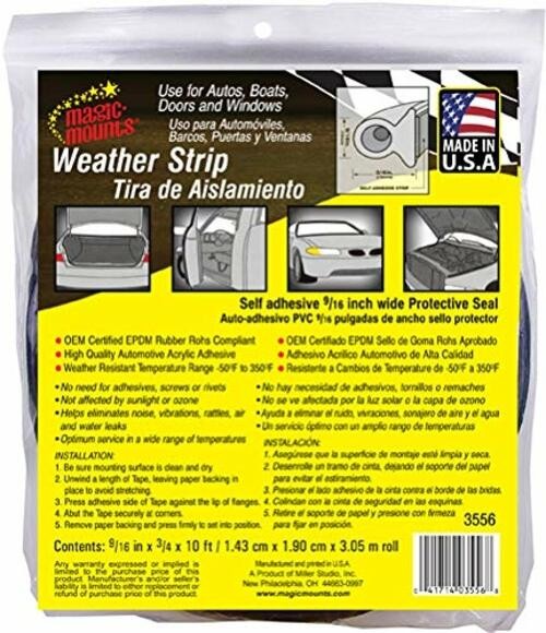 Magic Mounts Weather Strip Bulb Seal, Adhesive 9/16″ x 3/4″ x 10 ft.