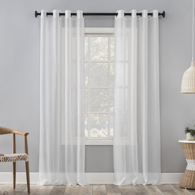 Crushed Sheer Voile Curtain Panel Grommet Top Light Filtration Easy Hang 1 Panel