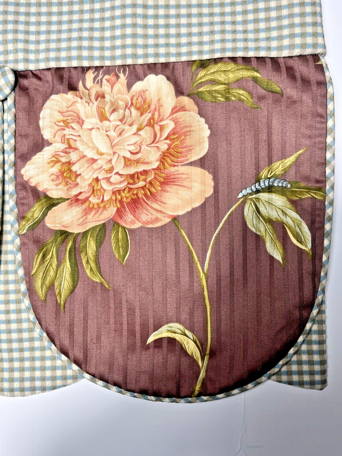 Window Valences Set (3) 41”x 14”ea Floral And Check Design Country Traditional