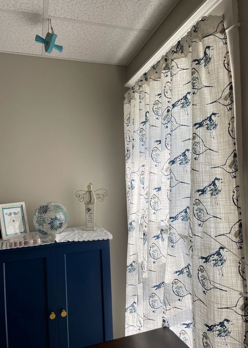 Blue Bird Curtains Window Treatments Custom Drapery Panels Vintage Home Decor