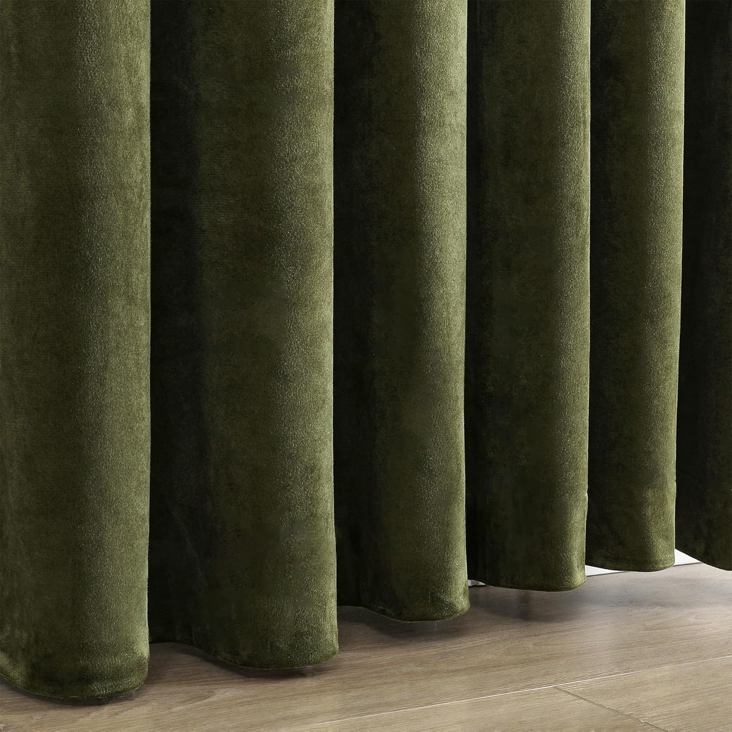 Olive Green Velvet Curtains for Bedroom Window, Super Soft Vintage Luxury Heavy