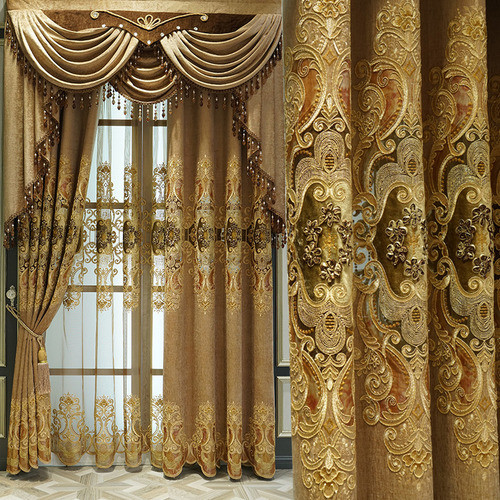2021 European style embroidery curtains blackout living room bedroom curtains