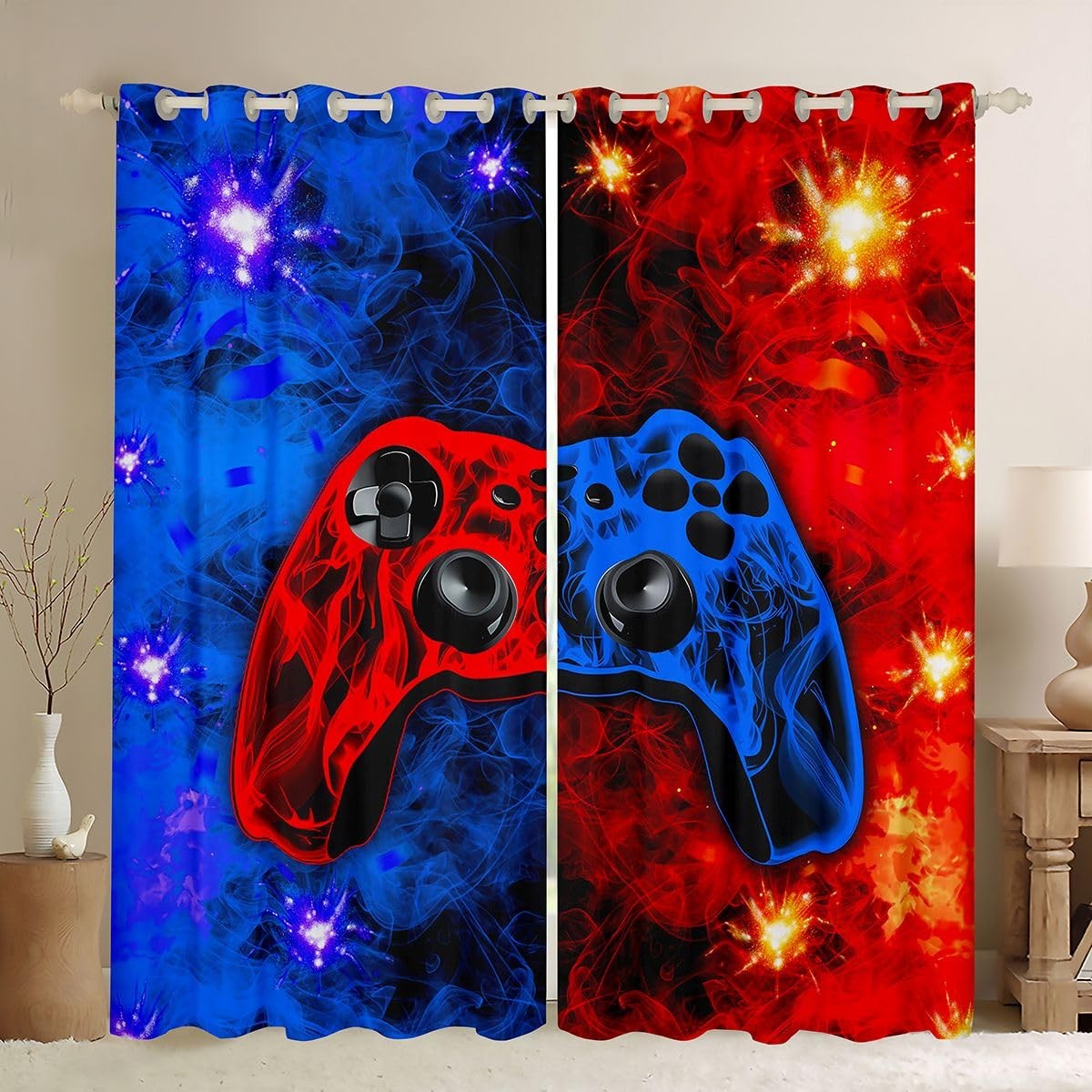 Gamer Curtains for Bedroom Living Room Kids Boys Girls Gaming 30%-50% Blackou…