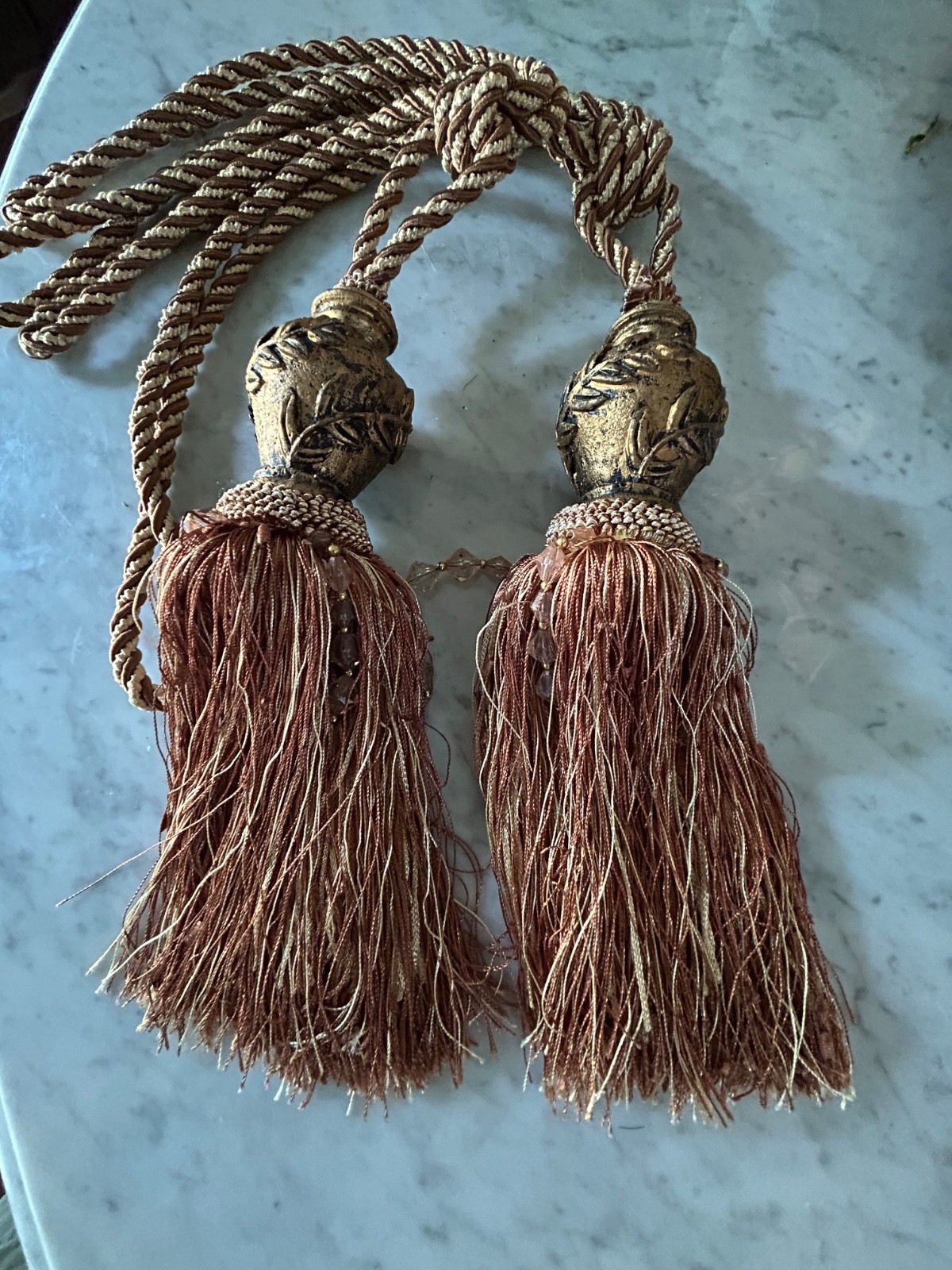 4 large Twisted Rope Carved Drapes Curtain Tie Back Tassels