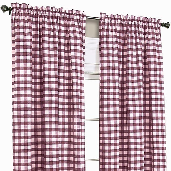 Achim Buffalo Check Curtain Panel 42″ x 63″ Burgundy Rod Pocket Light Filtering