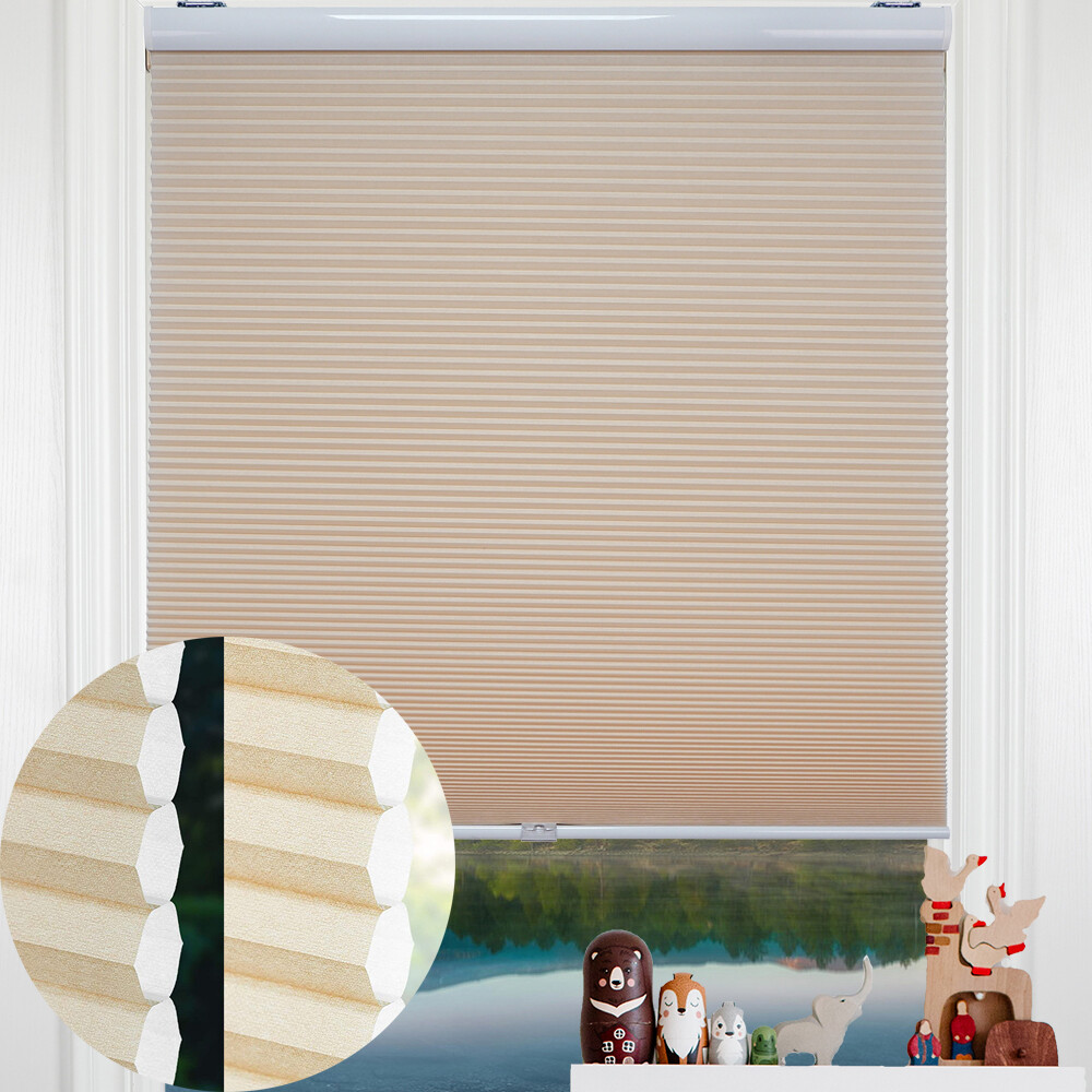 56″ W X 72″ H Beige Privacy & Light Filtering Cordless Cellular Shades Window Bl
